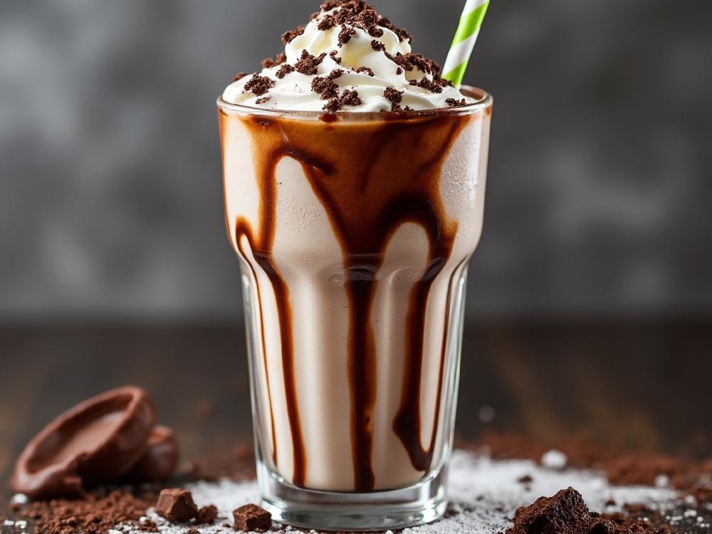 The Egg Cream Shake (mocktail, chocolate, %!s(<nil>)) - The Egg Cream, a delightful concoction of chocolate syrup, milk, and soda water, belongs to the **soda fountain** family.  Originating in the late 19th century in New York City, it was a popular treat in drugstores and soda fountains, offering a refreshing and creamy chocolatey experience. 